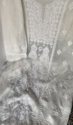 Jaali gala on the white pure mul chanderi set