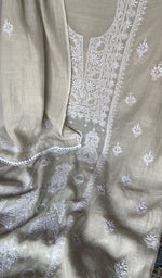 Sleeve work on white pure mul chanderi