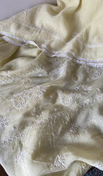 Yellow pure mul chanderi dupatta with scattered motifs