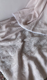 Sleeve work on lilac pure mul chanderi