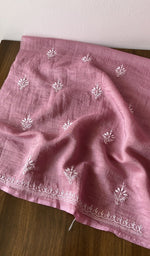 Thread detail on pink pure mul chanderi