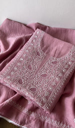 Folded kurta piece and dupatta, chikankari along the hem