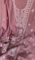 Sleeve work on pink pure mul chanderi