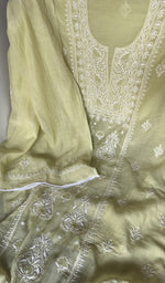 Sleeve work on yellow pure mul chanderi