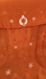 The dupatta spread out, orange mul chanderi