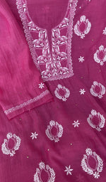 Do taar and teen taar chikankari with haath ki jaali on the rani pink kurta