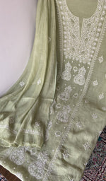 Gala and front placket, fine chikankari with haath ki jaali