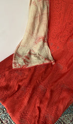 Gala and front placket, fine chikankari with elephant motifs and haath ki jaali
