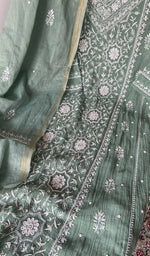 Fine front and back jaaldar chikankari anarkali across the body of the kurta piece