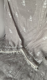 Folded stack, grey pure mul chanderi