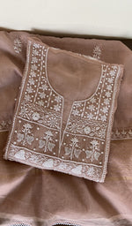 Dusty rose mul chanderi kurta piece folded, gala work in front