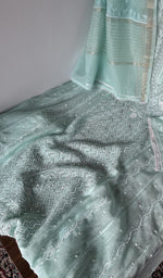 Close look at the fine front and back jaaldar chikankari anarkali