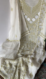 Gala and front placket, fine front and back jaaldar chikankari anarkali