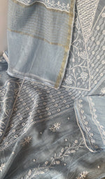 Hem and border of the blue dupatta