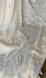 Fine front and back jaaldar chikankari anarkali across the body of the kurta piece