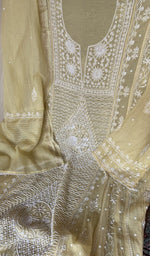 Yellow pure mul chanderi dupatta with scattered motifs