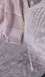 Gala and neckline, fine front and back jaaldar chikankari anarkali