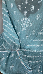 Folded stack, turquoise pure mul chanderi