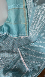 Gala and neckline, fine front and back jaaldar chikankari anarkali