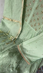 Gala and neckline, badla work and mukaish work on gathers style
