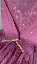 Folded stack, wine pure mul chanderi