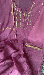 Gala and neckline, badla work and mukaish work on gathers style
