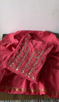 Saira — Red Pure Mul Chanderi Chikankari 2 Pc Semi-Stitched Suit Set