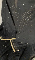 Saira — Black Pure Mul Chanderi Chikankari 2 Pc Semi-Stitched Suit Set