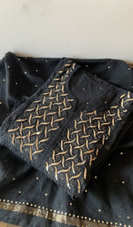Folded kurta piece and dupatta, chikankari along the hem