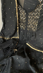 Sleeve work on black pure mul chanderi