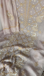 Gala and neckline, fine contrast chikankari with beautiful peacock and lotus