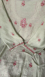 Folded stack, green pure mul chanderi