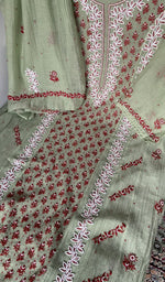 Gala and neckline, fine contrast chikankari with beads sequins cutdana on panel