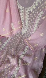 Pink pure mul chanderi dupatta with scattered motifs