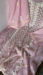 Front panel worked in white thread with beads, sequins and cutdana