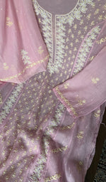 Gala and neckline, fine contrast chikankari with beads sequins cutdana on panel