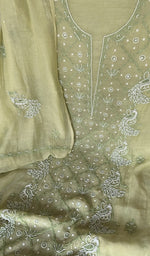 Green pure mul chanderi dupatta with scattered motifs