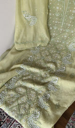 Front panel worked in white thread with beads, sequins and cutdana