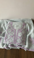 Shirin — Blue Pure Mul Chanderi Chikankari 2 Pc Unstitched Suit Set