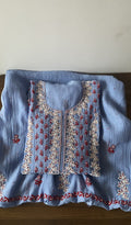 Saziya — Blue Pure Mul Chanderi Red Thread Chikankari 2 Pc Semi-Stitched Suit Set