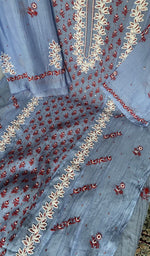 Gala and neckline, fine contrast chikankari with beads sequins cutdana on panel