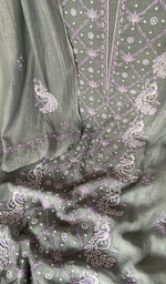 Gala and neckline, fine contrast chikankari with beautiful peacock and lotus