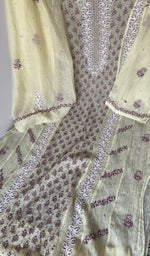 Gala and neckline, fine contrast chikankari with beads sequins cutdana on panel