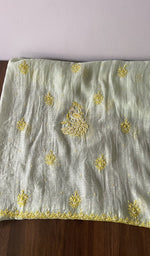 Folded stack, green pure mul chanderi