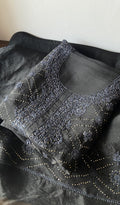Rubi — Black Pure Organza Silk Chikankari 2 Pc Unstitched Suit Set