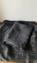 Gala and neckline of the black kurta