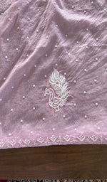 Hand embroidery on lilac mul chanderi