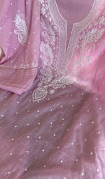 Chikankari worked by hand on mul chanderi