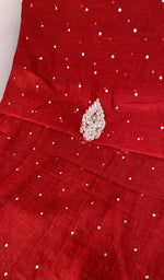 Folded stack, red pure mul chanderi