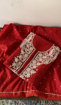 Nyla — Red Pure Mul Chanderi Chikankari 2 Pc Unstitched Suit Set